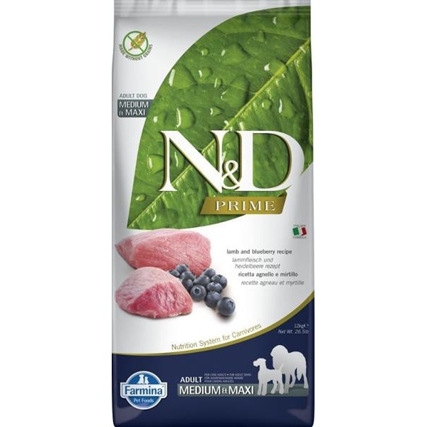 N&D Prime Adult M/L Lamb & Blueberry 12 kg