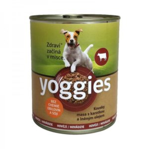 Yoggies hovězí konzerva s karotkou a lněným olejem 800 g