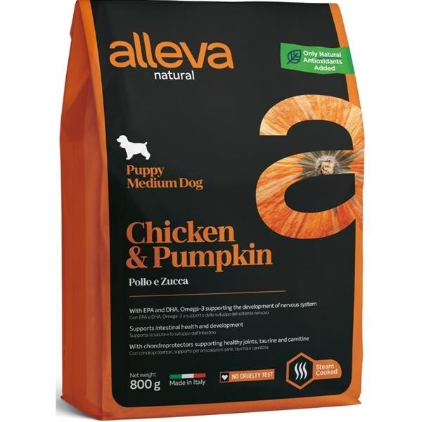 Alleva Natural Dry Puppy Chicken&Pumpkin Medium 800 g
