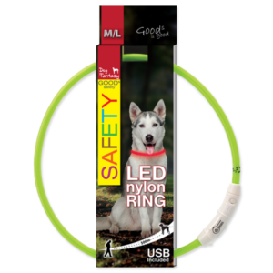 Obojek DOG FANTASY světelný USB zelený 65 cm