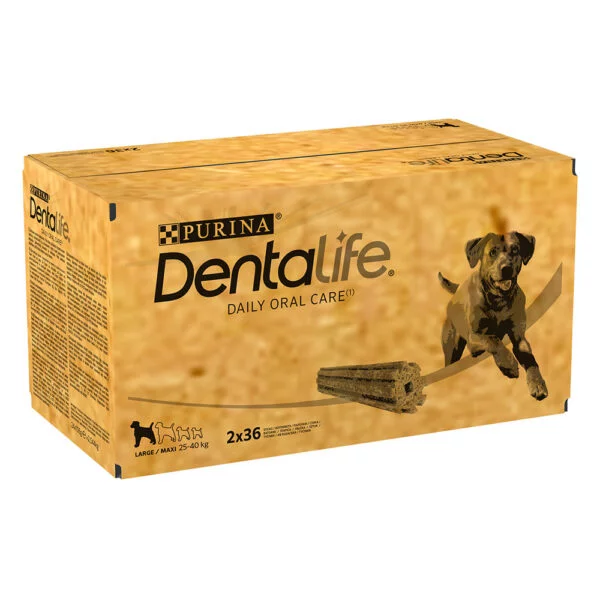 PURINA Dentalife pamlsky pro každodenní péči o zuby pro velké psy (25-40kg) - 2 x 72 tyčinek  (48 x 106 g)