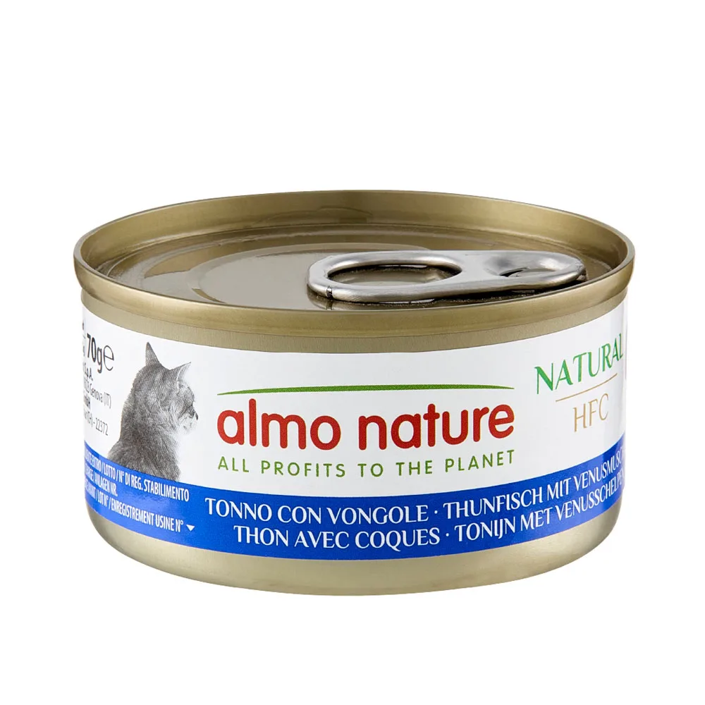 Almo Nature HFC Natural 24 x 70 g výhodné balení - tuňák s Venušinými mušlemi