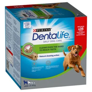 PURINA Dentalife pamlsky pro každodenní péči o zuby pro velké psy (25-40kg) - 36 tyčinek  (12 x 106 g)
