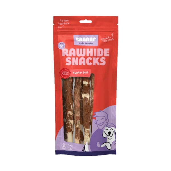 Braaaf snacky - 15 % sleva -Twister hovězí s treskou 6 ks - 180 g