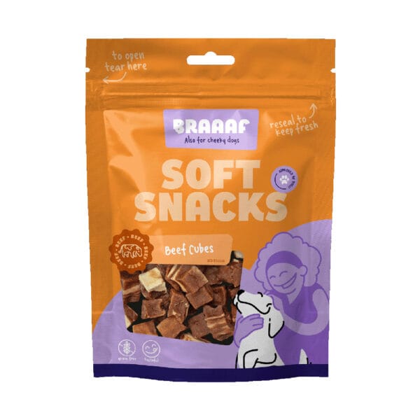 Braaaf snacky - 15 % sleva - hovězí kostky (85 g)