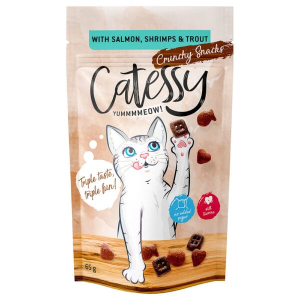 Catessy křupavé pamlsky 15 x 65 g – výhodné balení - s lososem