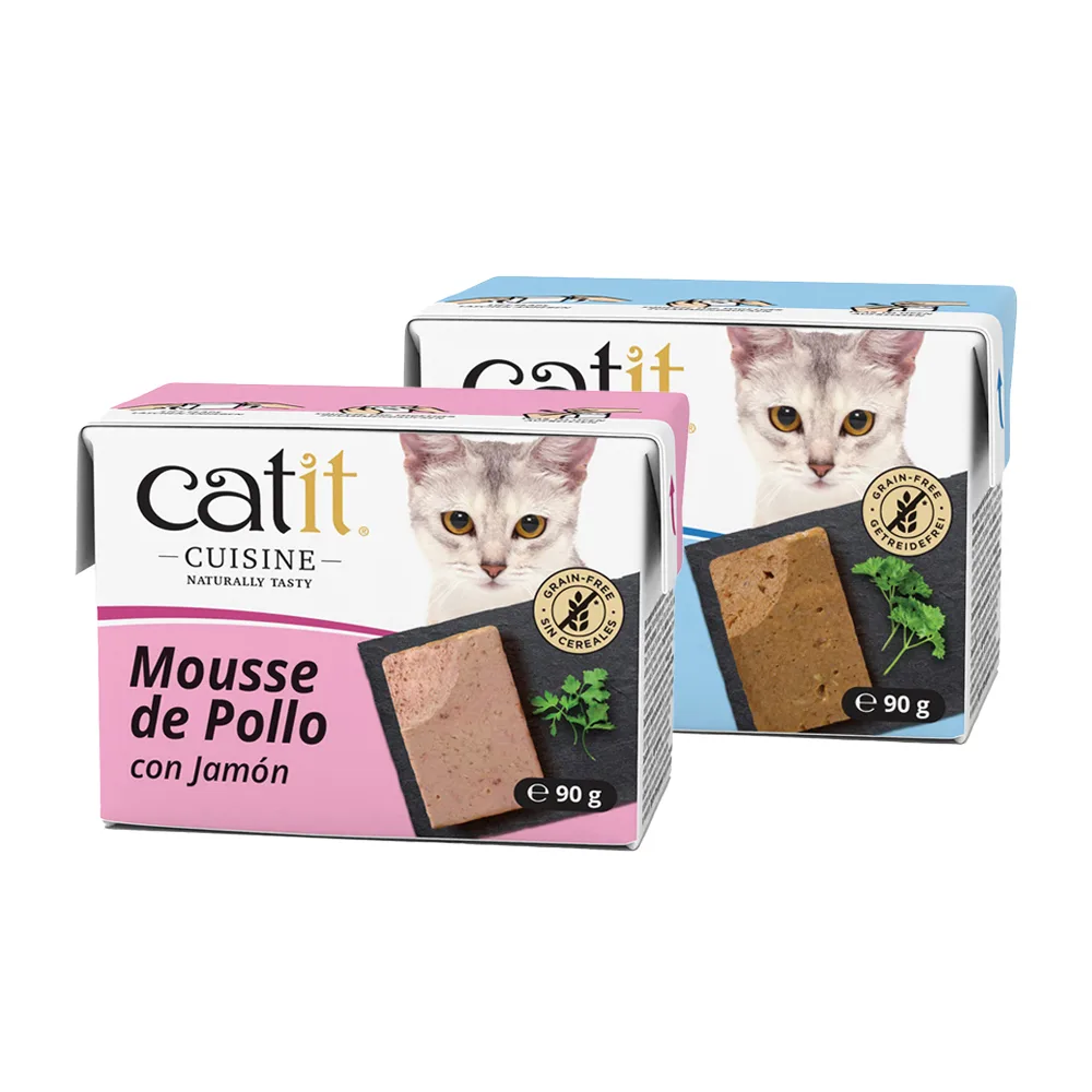 Catit Cuisine Mousse 12 x 90 g - tuňák s lososem a kuře se šunkou - výhodné balení
