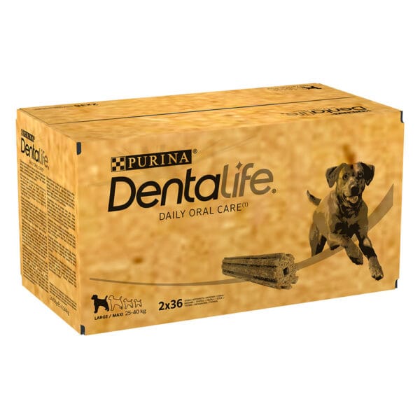 PURINA Dentalife pamlsky pro každodenní péči o zuby pro velké psy (25-40kg) - 2 x 72 tyčinek  (48 x 106 g)