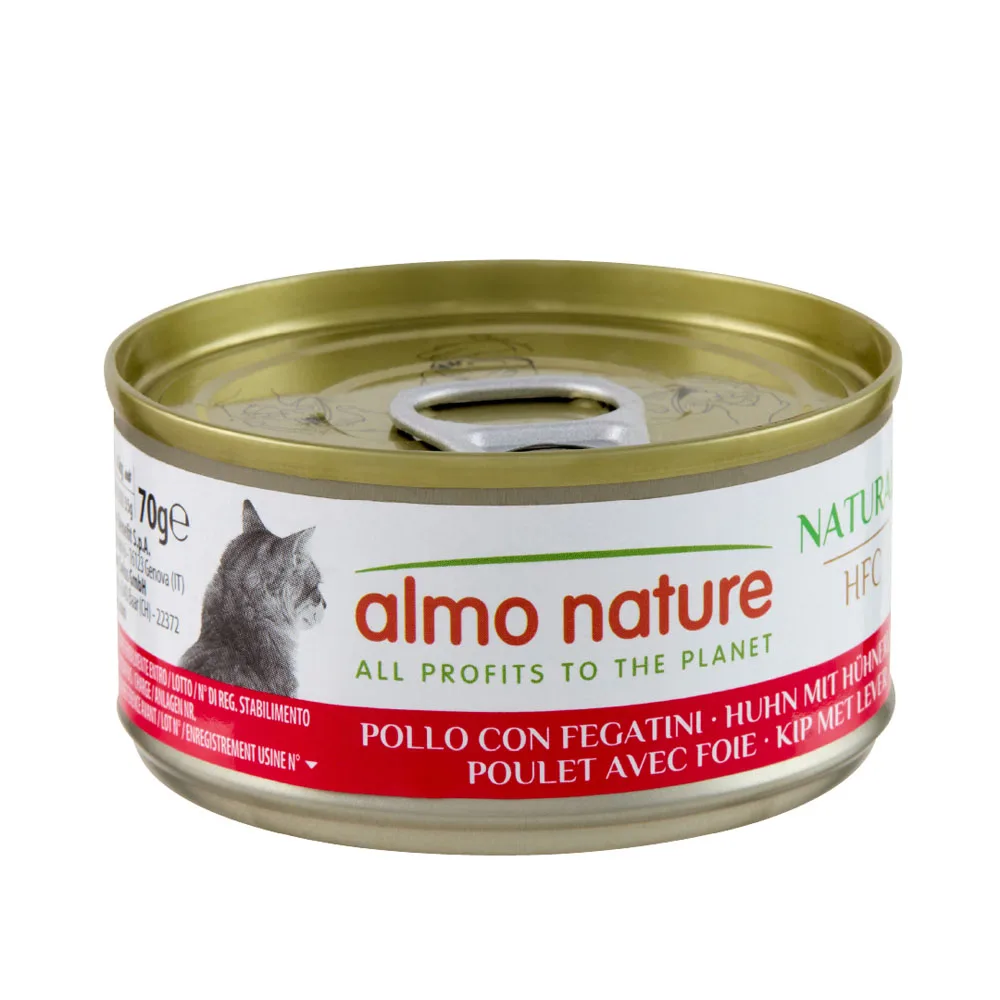 Almo Nature HFC Natural 24 x 70 g výhodné balení - kuřecí s kuřecími játry