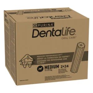 PURINA Dentalife pamlsky pro každodenní péči o zuby pro středně velké psy (12-25 kg) - 48 tyčinek (16 x 69 g)