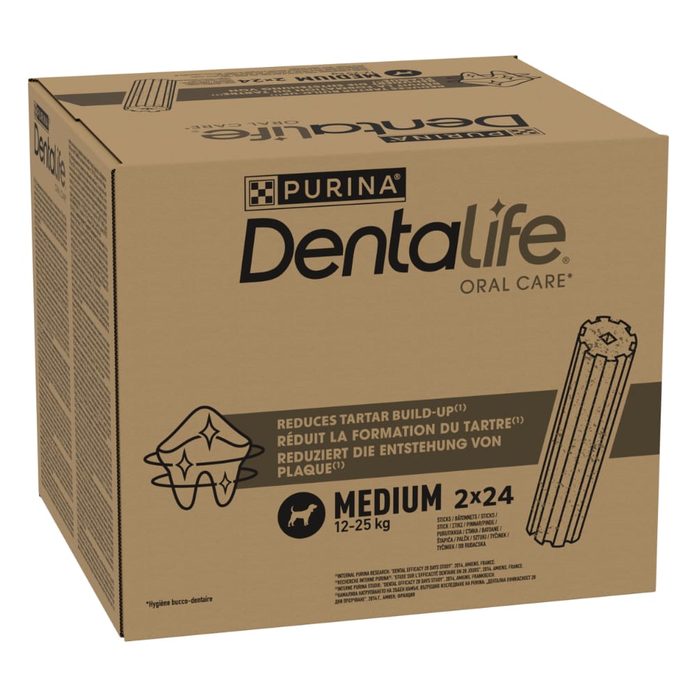 PURINA Dentalife pamlsky pro každodenní péči o zuby pro středně velké psy (12-25 kg) - 48 tyčinek (16 x 69 g)