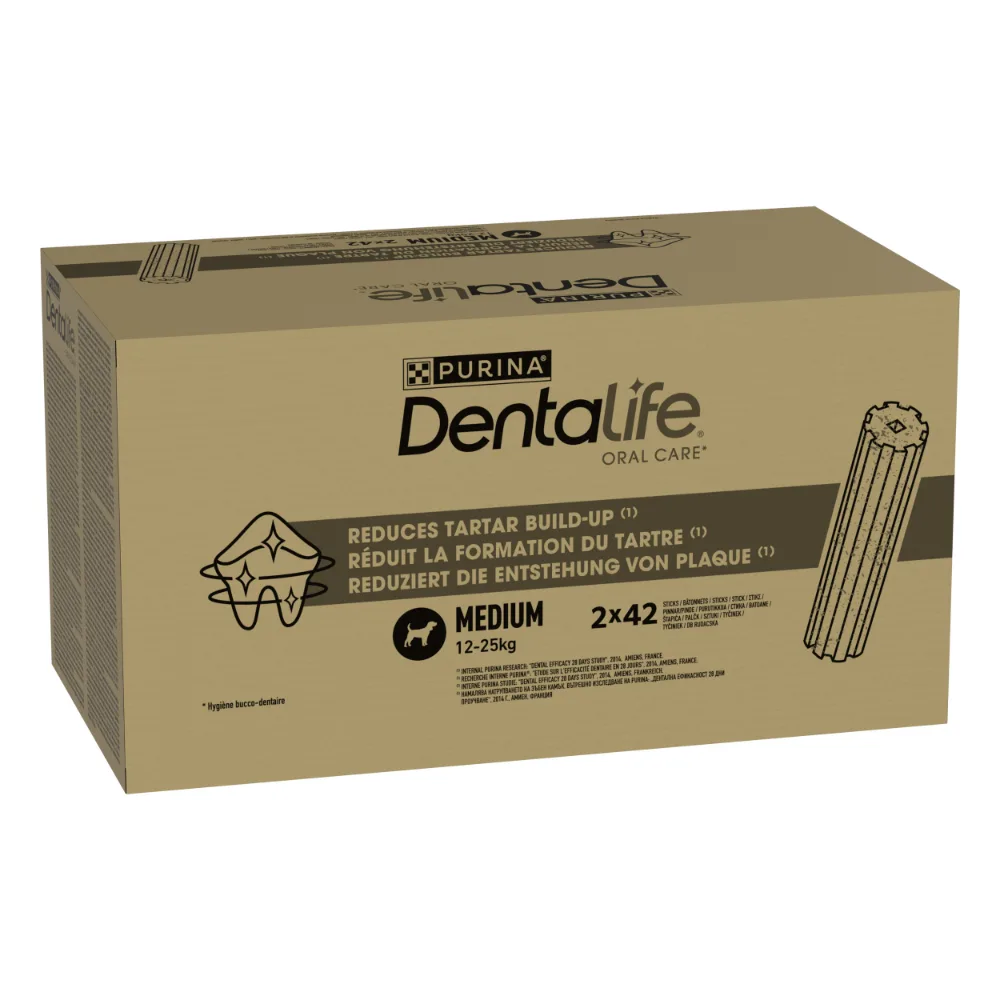 PURINA Dentalife pamlsky pro každodenní péči o zuby pro středně velké psy (12-25 kg) - 2 x 84 tyčinek (56 x 69 g)