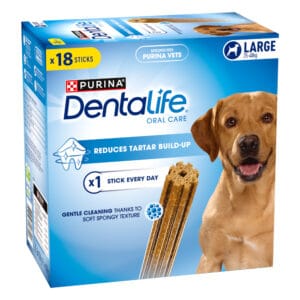 PURINA Dentalife pamlsky pro každodenní péči o zuby pro velké psy (25-40kg) - 18 tyčinek (6 x 106 g)