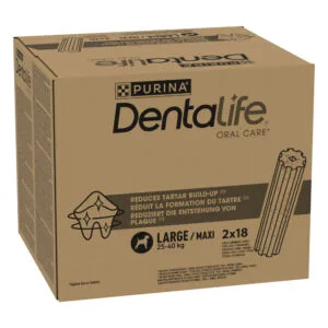 PURINA Dentalife pamlsky pro každodenní péči o zuby pro velké psy (25-40kg) - 36 tyčinek (12 x 106 g)