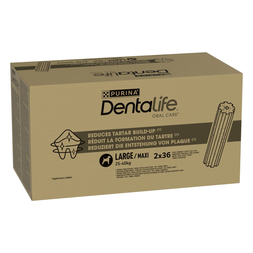 PURINA Dentalife pamlsky pro každodenní péči o zuby pro velké psy (25-40kg) - 2 x 72 tyčinek (48 x 106 g)
