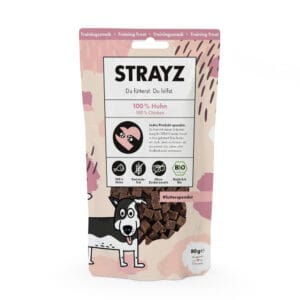 STRAYZ BIO výcvikový snack - výhodné balení: 2 x 80 g (bio kuřecí maso)
