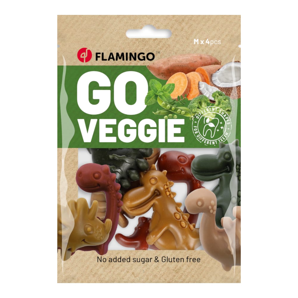 Flamingo Go Veggie Dinosaur Mix - výhodné balení: 2 x 120 g (8 kusů)