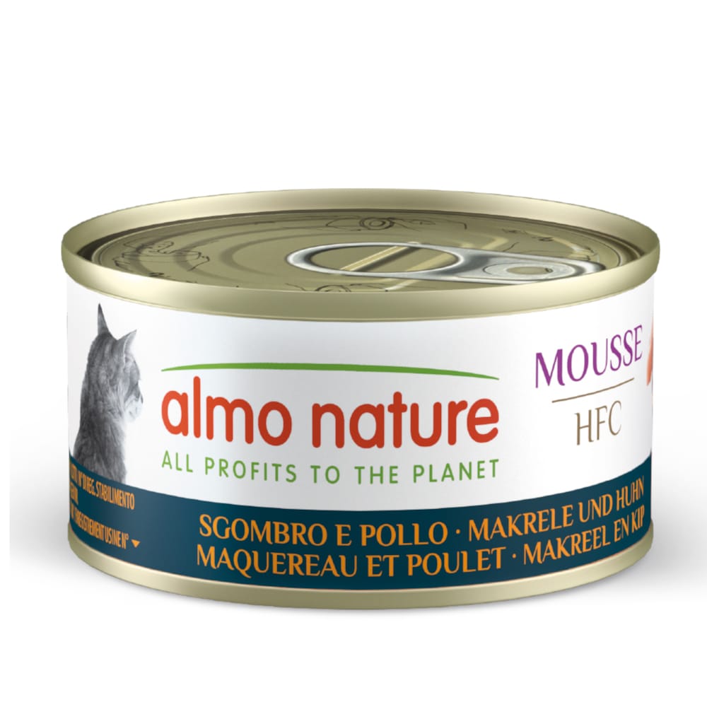 Almo Nature HFC Cat Mousse 24 x 70 g - výhodné balení - Makrela a kuře